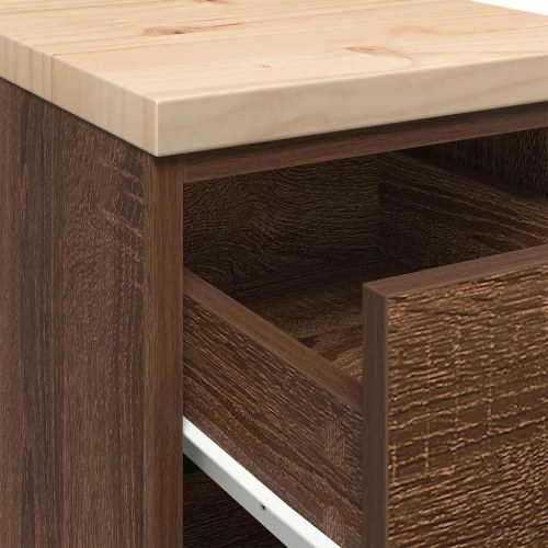 Garageopbevaringsskab brun eg 30x51x85 cm massivt træ fyrretræ