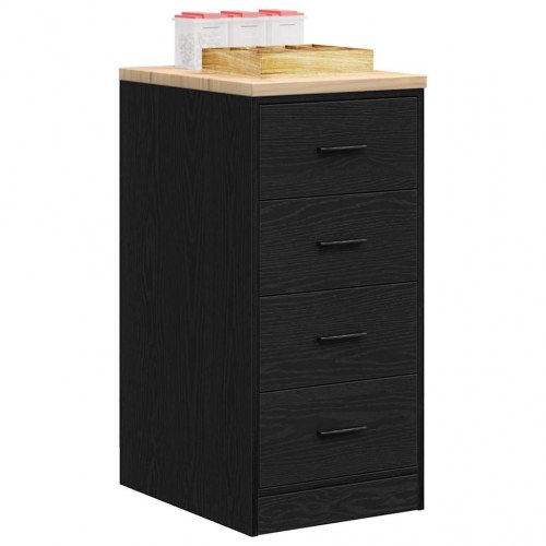 Garageopbevaringsskab med 4 skuffer - sort, 40×51×85 cm, massivt fyrretræ/konstrueret træ