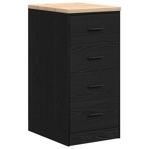 Garageopbevaringsskab med 4 skuffer - sort, 40×51×85 cm, massivt fyrretræ/konstrueret træ