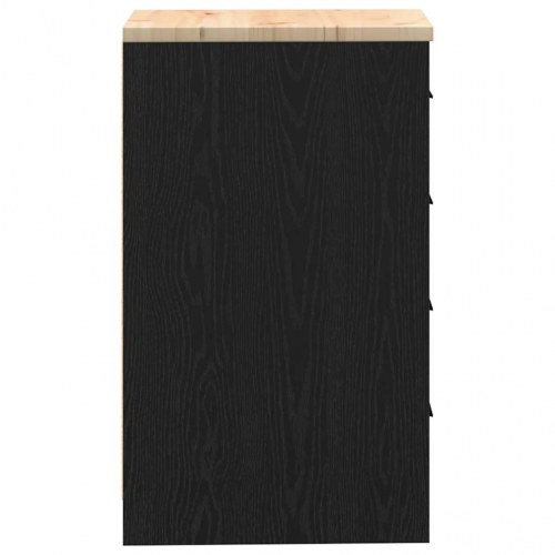 Garageopbevaringsskab med 4 skuffer - sort, 40×51×85 cm, massivt fyrretræ/konstrueret træ