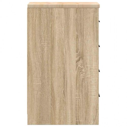 Garageopbevaringsskab med 4 skuffer - Sonoma eg 30×51×85 cm, massiv fyrretræsbordplade