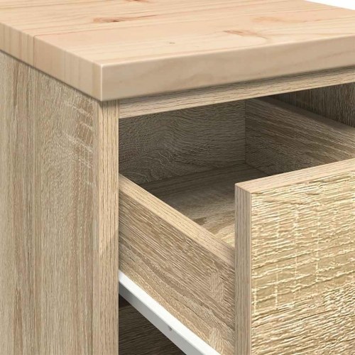 Garageopbevaringsskab med 4 skuffer - Sonoma eg 30×51×85 cm, massiv fyrretræsbordplade