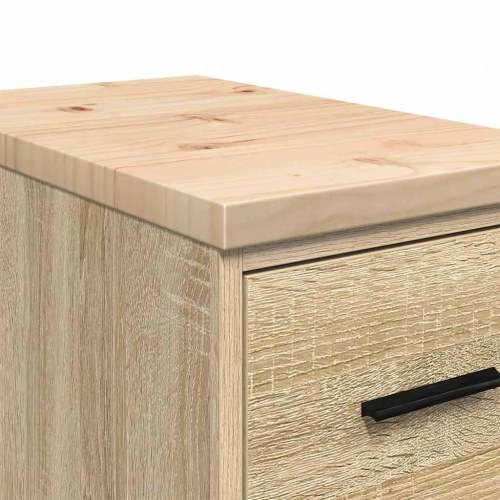 Garageopbevaringsskab med 4 skuffer - Sonoma eg 30×51×85 cm, massiv fyrretræsbordplade