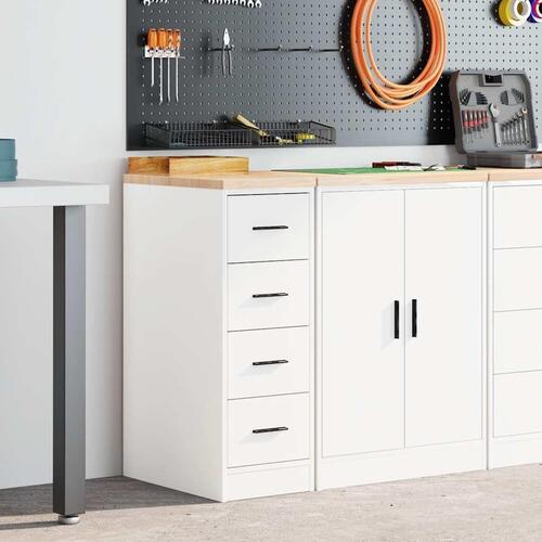Garageopbevaringsskab Hvid 30x51x85 cm Massivt træ Fyrretræ