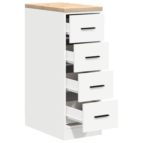 Garageopbevaringsskab Hvid 30x51x85 cm Massivt træ Fyrretræ