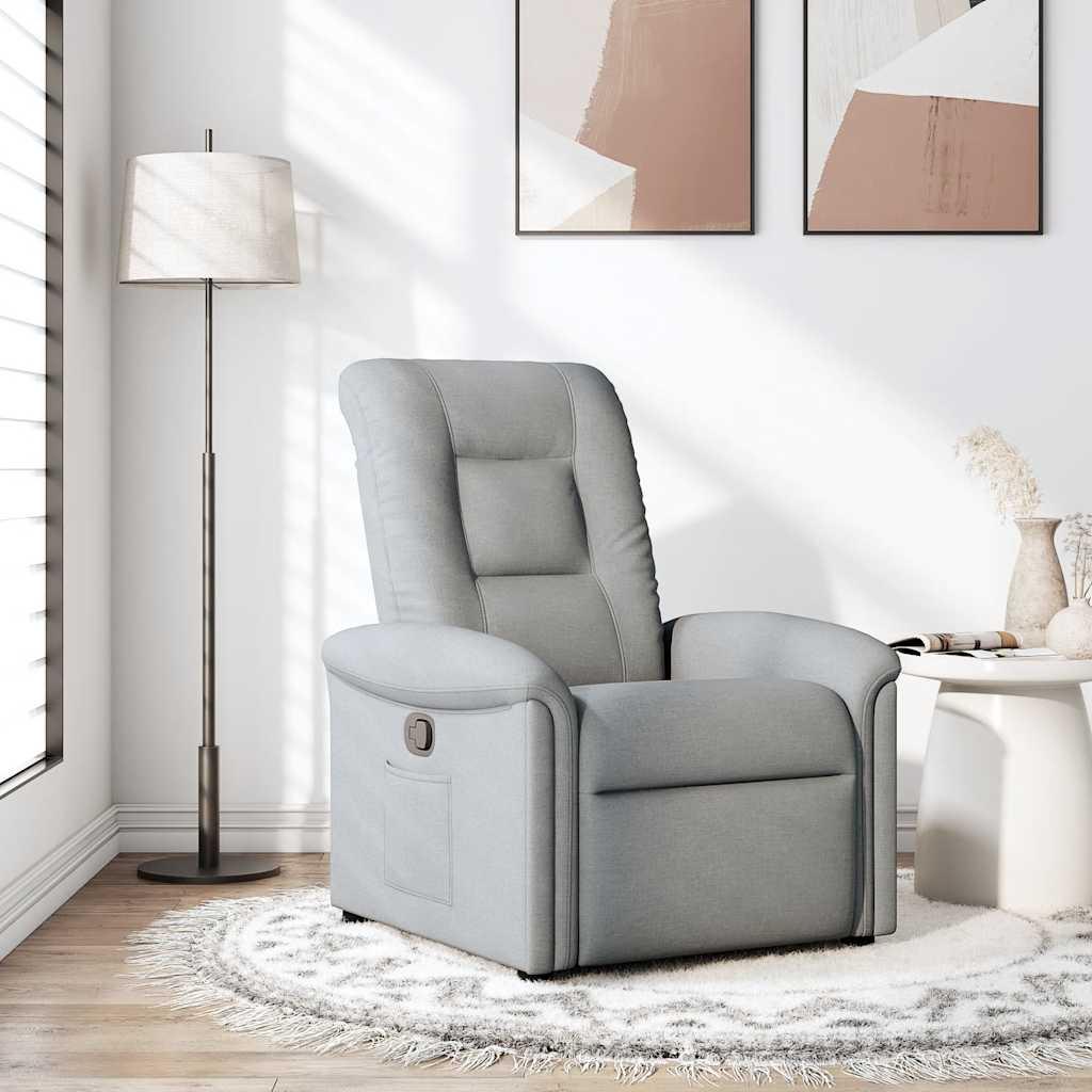 Eldrevet Lænestol Stof Lysegrå - Nej / Manuel tilbagelæningsfunktion