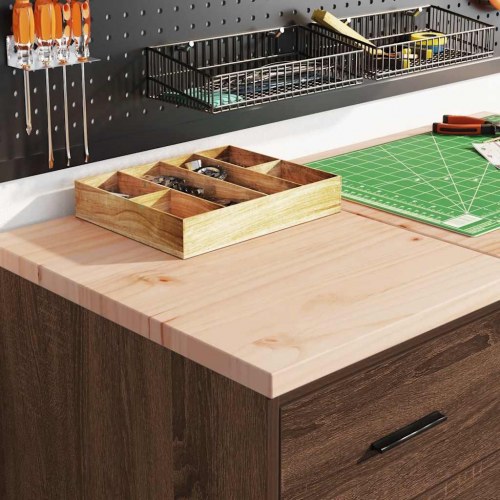 Garageopbevaringsskab - brun eg, 40×51×85 cm, massivt fyrretræ top, 4 skuffer
