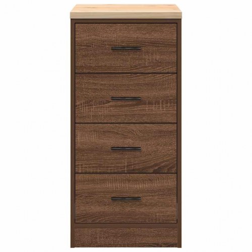Garageopbevaringsskab - brun eg, 40×51×85 cm, massivt fyrretræ top, 4 skuffer