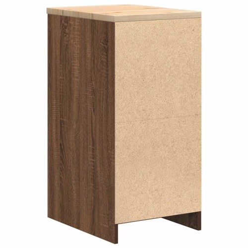 Garageopbevaringsskab - brun eg, 40×51×85 cm, massivt fyrretræ top, 4 skuffer