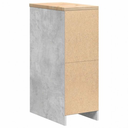 Garageopbevaringsskab med 4 skuffer - betongrå, 30×51×85 cm, massiv fyrretræs-top