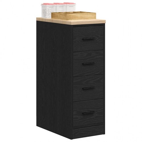 Garageopbevaringsskab - sort 30×51×85 cm med massiv fyrretræsbordplade