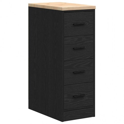 Garageopbevaringsskab - sort 30×51×85 cm med massiv fyrretræsbordplade