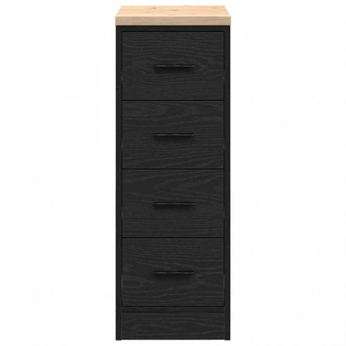 Garageopbevaringsskab - sort 30×51×85 cm med massiv fyrretræsbordplade