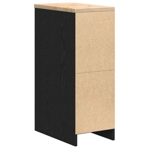 Garageopbevaringsskab - sort 30×51×85 cm med massiv fyrretræsbordplade