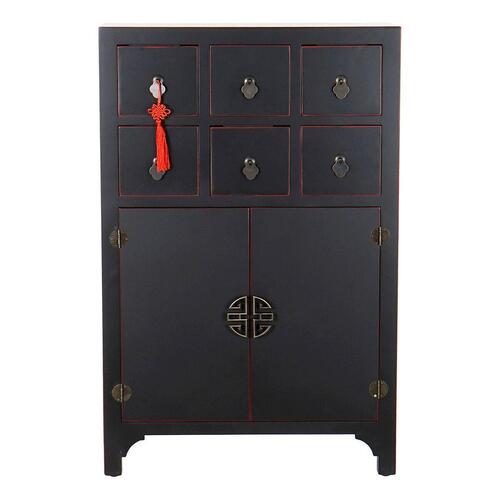 Kommode DKD Home Decor Sort Rød Multifarvet Gran Træ MDF Orientalsk 63 x 27 x 101 cm