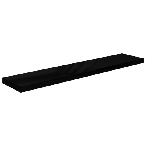 Væghylder 2 stk. - 120 × 23,5 × 3,8 cm, MDF sort højglans