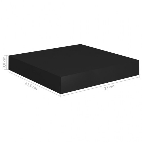 Væghylder - 2 stk. 23 × 23,5 × 3,8 cm i MDF, sort