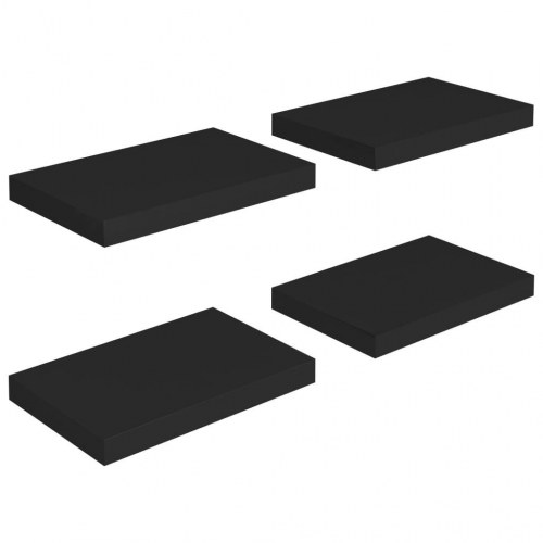 Væghylder 4 stk. - 40×23×3,8 cm i sort MDF