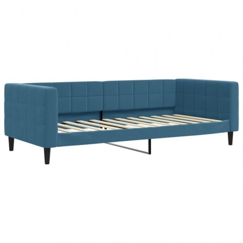 Daybed 90×200 cm i velour - blå sengeramme/sovesofa