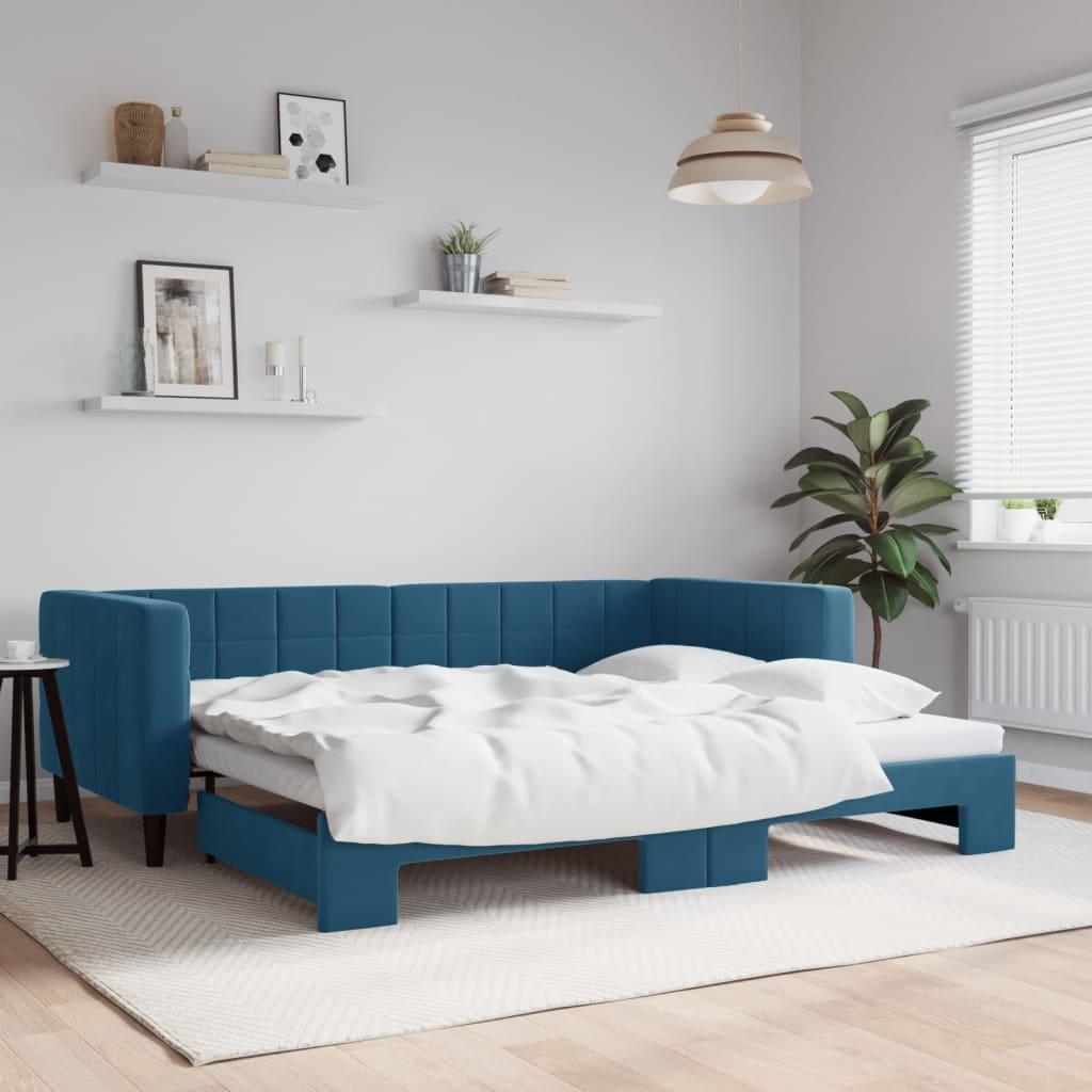 vidaXL daybed med udtræk 90x200 cm velour blå