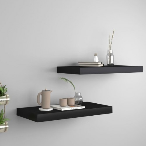 Væghylder - 2 stk. 50×23×3,8 cm i MDF, sort