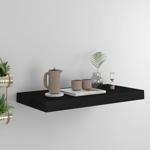 Væghylde 50 × 23 × 3,8 cm i MDF - sort, skjult ophæng
