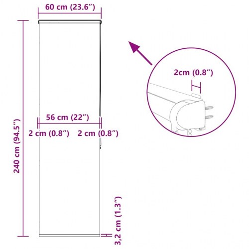 Bruserullegardin med kassette 60 x 240 cm - ornament