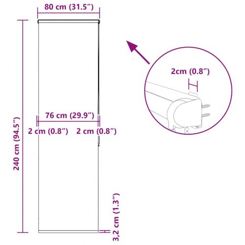 Bruserullegardin med kassette 80 x 240 cm - ornament