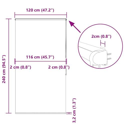 Bruserullegardin med kassette 120x240 cm Stofbredde 116 cm