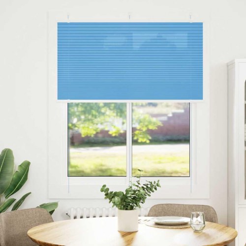Plisségardin - blå 105×150 cm, stofbredde 104,4 cm, polyester