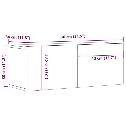 Væghængt tv-bord 80x30x30 cm konstrueret træ gammelt træ-look