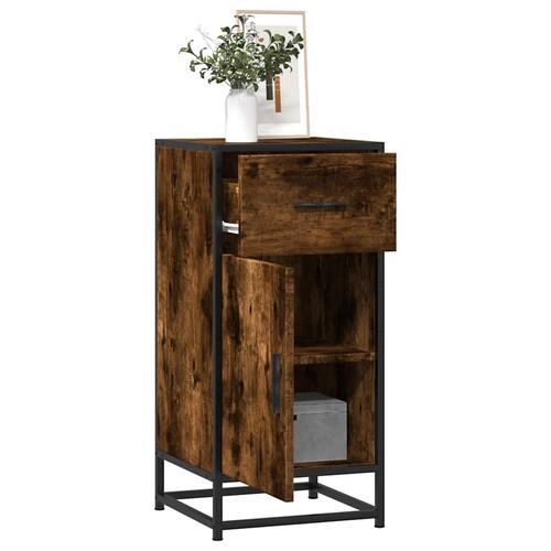 Skab 35,5x35x76 cm konstrueret træ og metal røget egetræsfarve