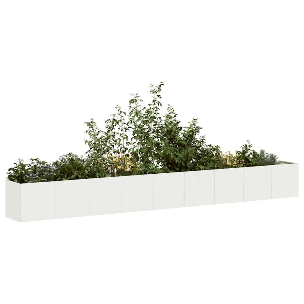 Plantekasse hvid 360x40x40 cm koldvalset stål