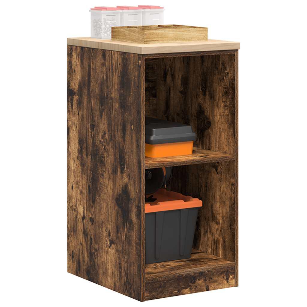 Garageopbevaringsskab røget eg 40x51x85 cm massivt træ fyrretræ