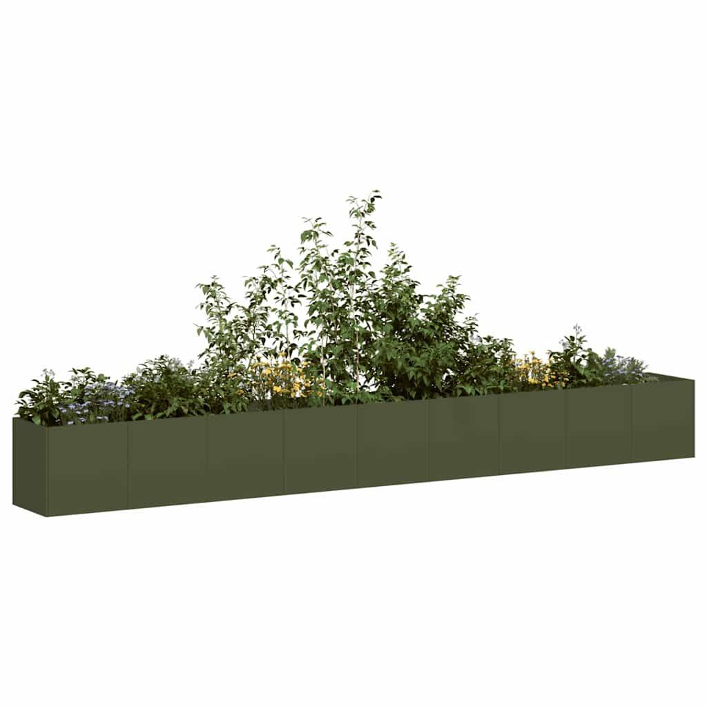 Plantekasse olivengrøn 360x40x40 cm koldvalset stål