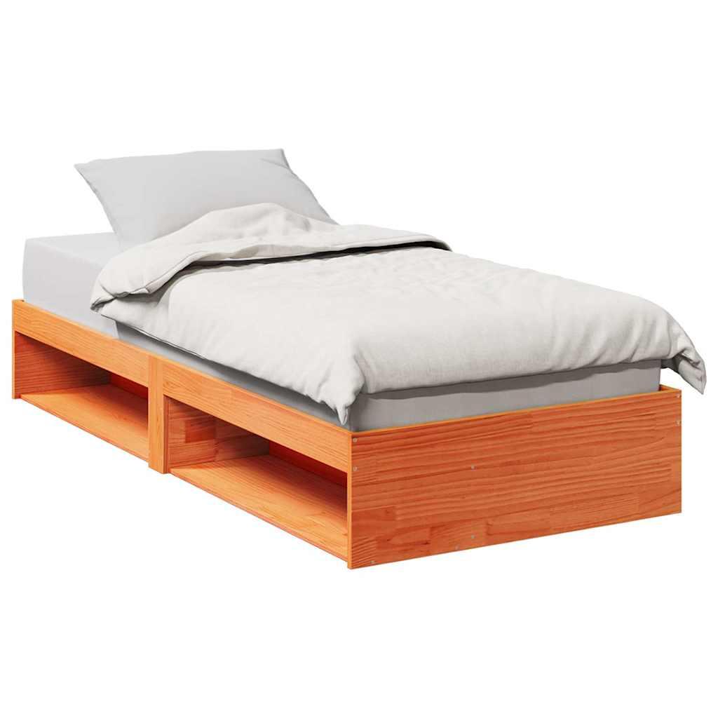 Daybed Med Reol Uden Madras Massivt Fyrretræ - Gyldenbrun / 80 x 200 cm