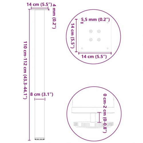 Barbordsben 4 stk. - sort, 110-112 cm