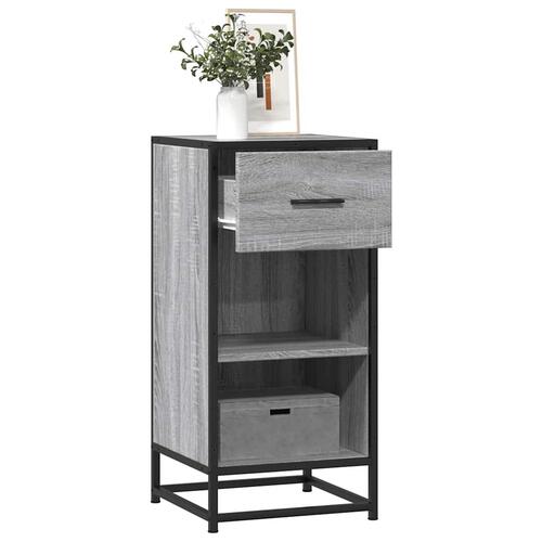 Skab 35,5x35x76 cm konstrueret træ og metal grå sonoma-eg