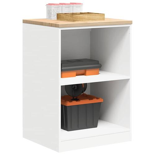 Garageopbevaringsskab Hvid 60x51x85 cm Massivt træ Fyrretræ