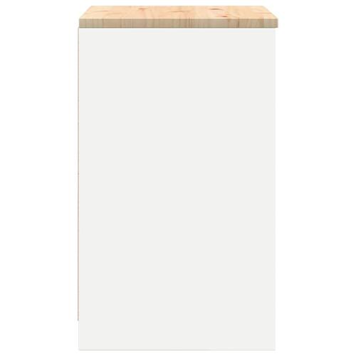 Garageopbevaringsskab Hvid 60x51x85 cm Massivt træ Fyrretræ