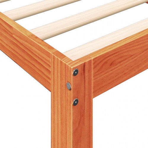 Seng med reol uden madras 90x200 cm massivt fyrretræ gyldenbrun