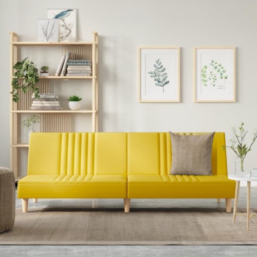 Sovesofa i stof - lysegul 200 cm med justerbart ryglæn