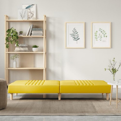 Sovesofa i stof - lysegul 200 cm med justerbart ryglæn