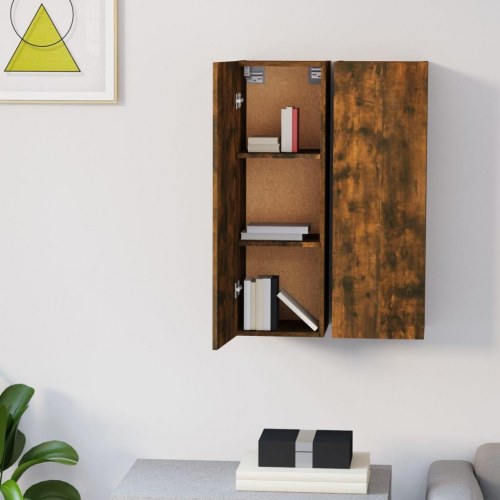Væghængte TV-skabe 2 stk. 30,5 x 30 x 90 cm - røget egetræ