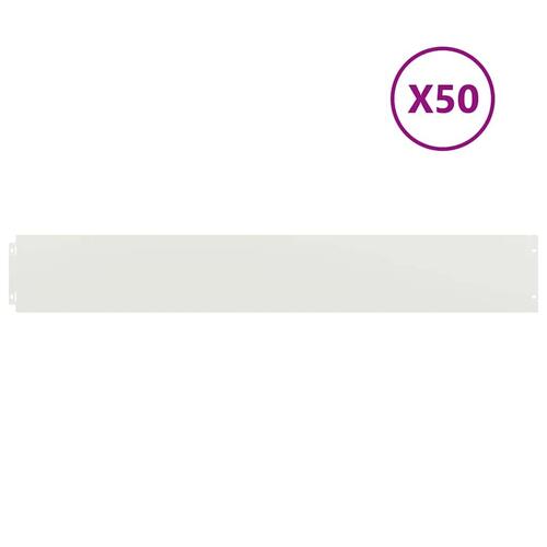 Plænekanter 50 stk. 15x103 cm koldvalset stål hvid