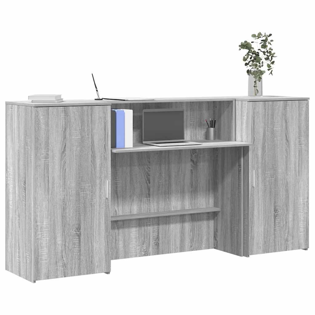Receptionsskranke med opbevaringsskabe 200 x 50 x 103,5 cm i grå sonoma