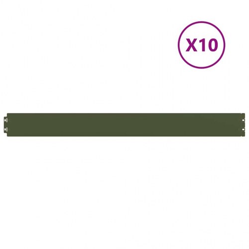 Plænekanter - 10 stk. 10 × 103 cm i koldvalset stål, olivengrøn