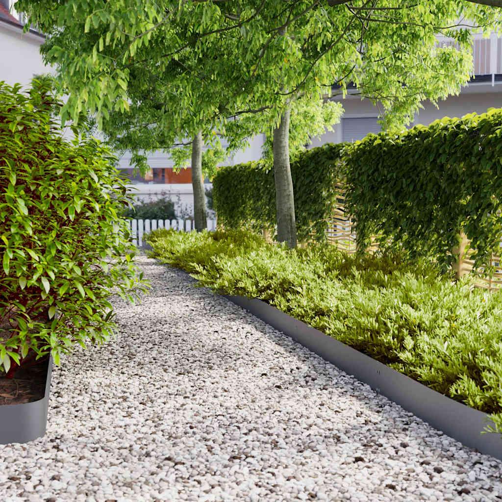 Plænekanter 10 stk. 15x103 cm koldvalset stål antracit