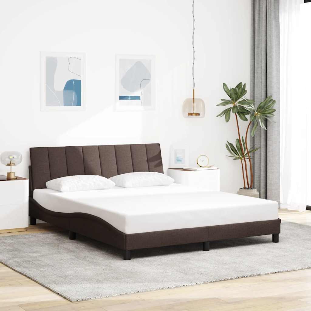Sengeramme uden madras Hanko 160x200 cm stof mørkebrun