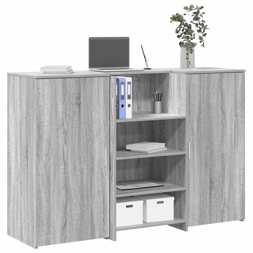 Receptionsskranke med opbevaring 155 x 50 x 103,5 cm i konstrueret træ - grå sonoma